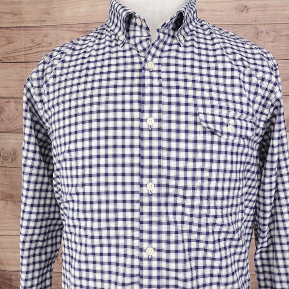 DANIEL CREMIEUX COLLECTION BLUE CHECK BUTTON DOWN SHIRT MENS SIZE XL - Picture 1 of 7